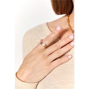 Adored Pearl Stainless Steel Open Ring